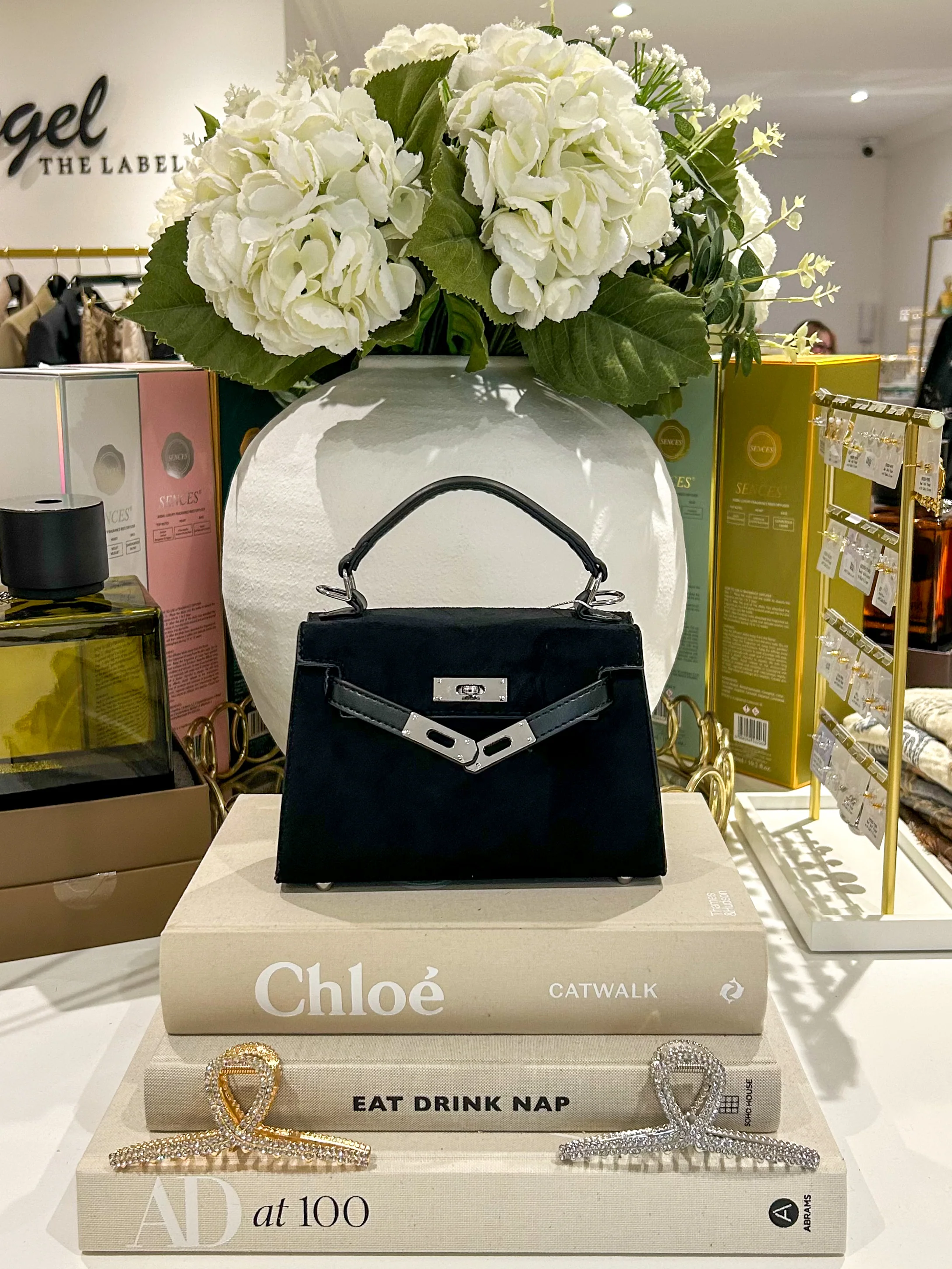 Faux Suede Silver Hardware Handbag (2 Colours) - Image 3