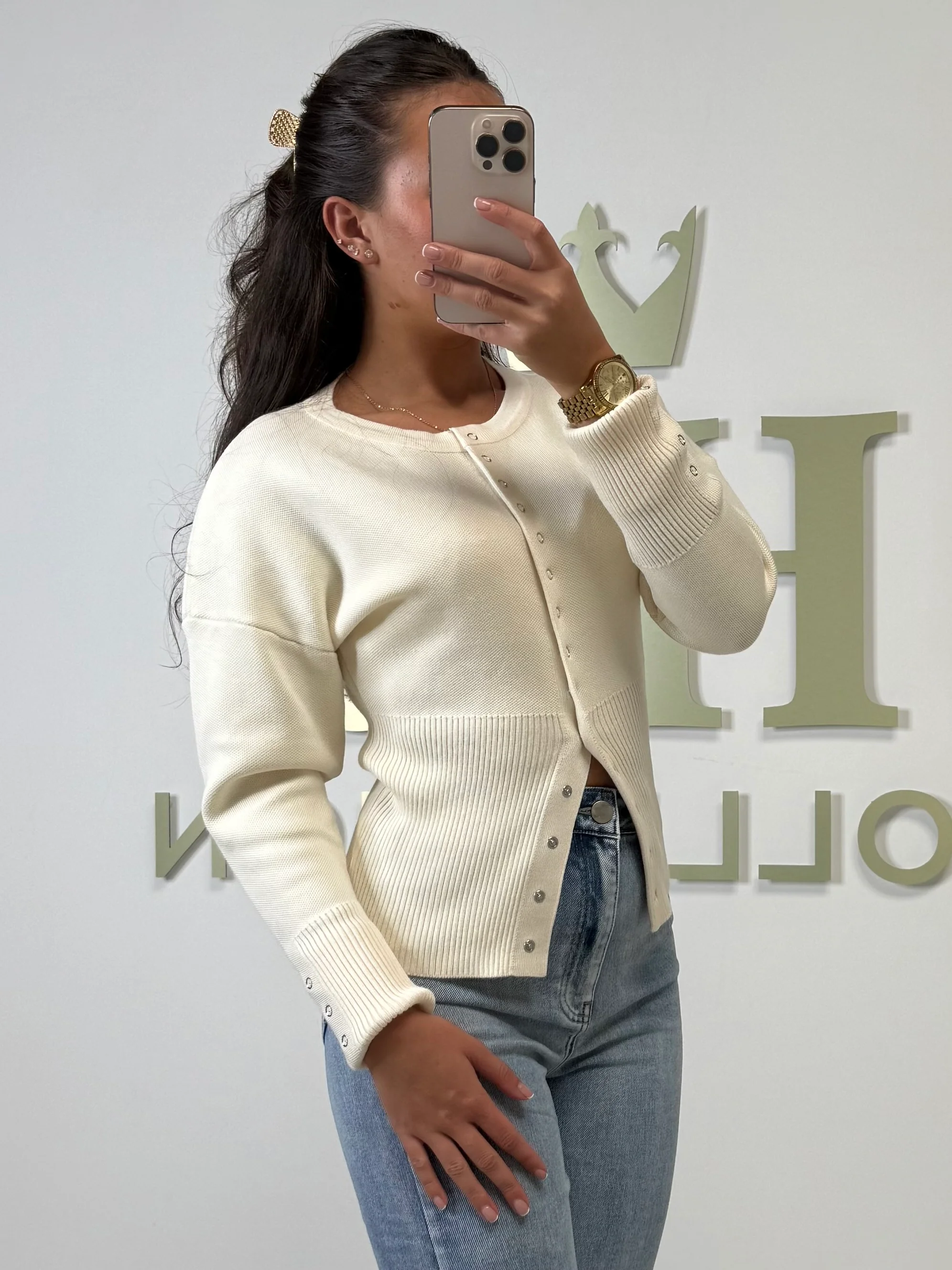 Soft Knit Button Up Ribbed Bottom Cardigan (5 Colours) - Image 6