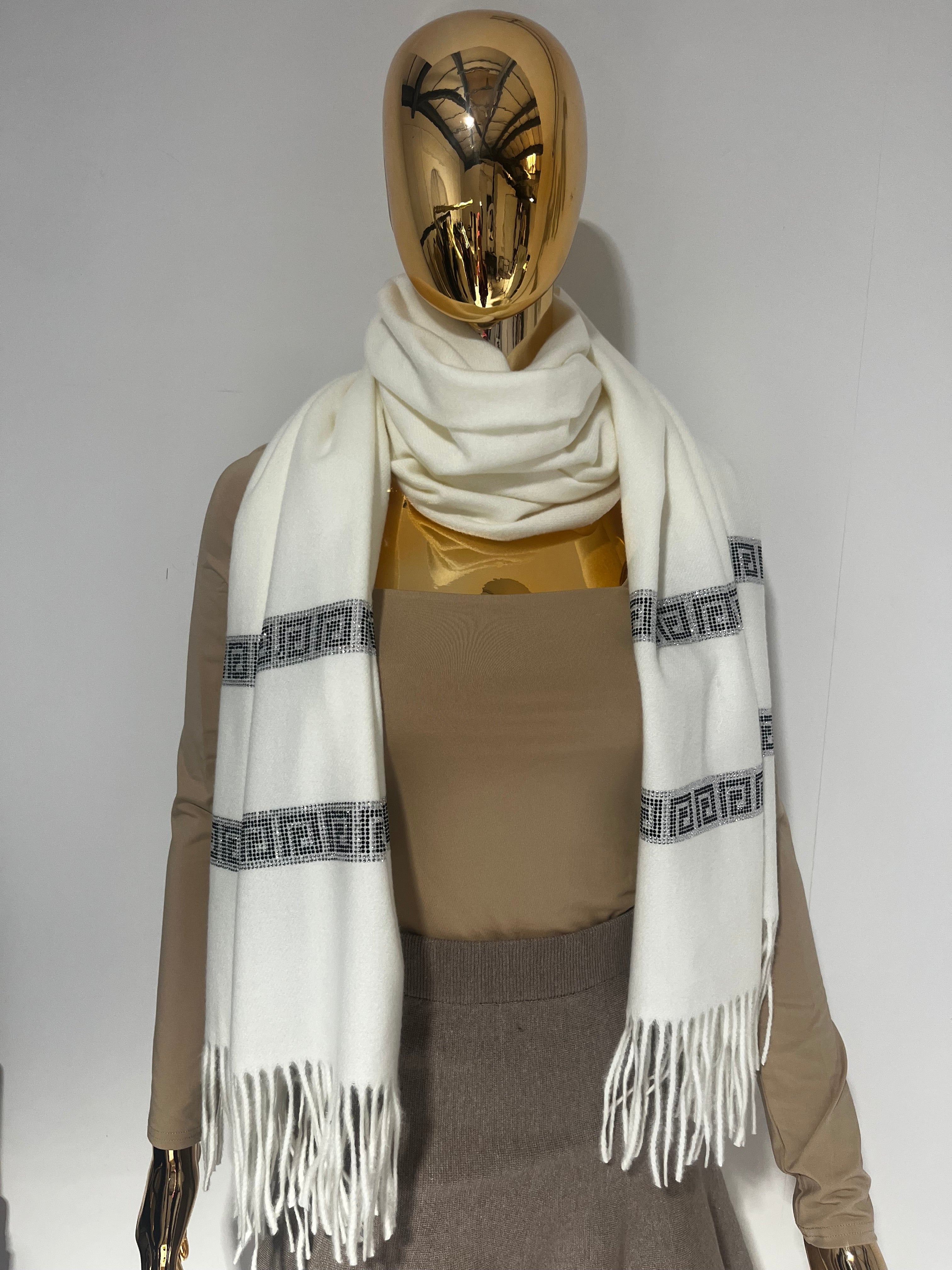 Designer Inspired Diamante Design Tassel Edge Scarf (3 Colours) - Image 3