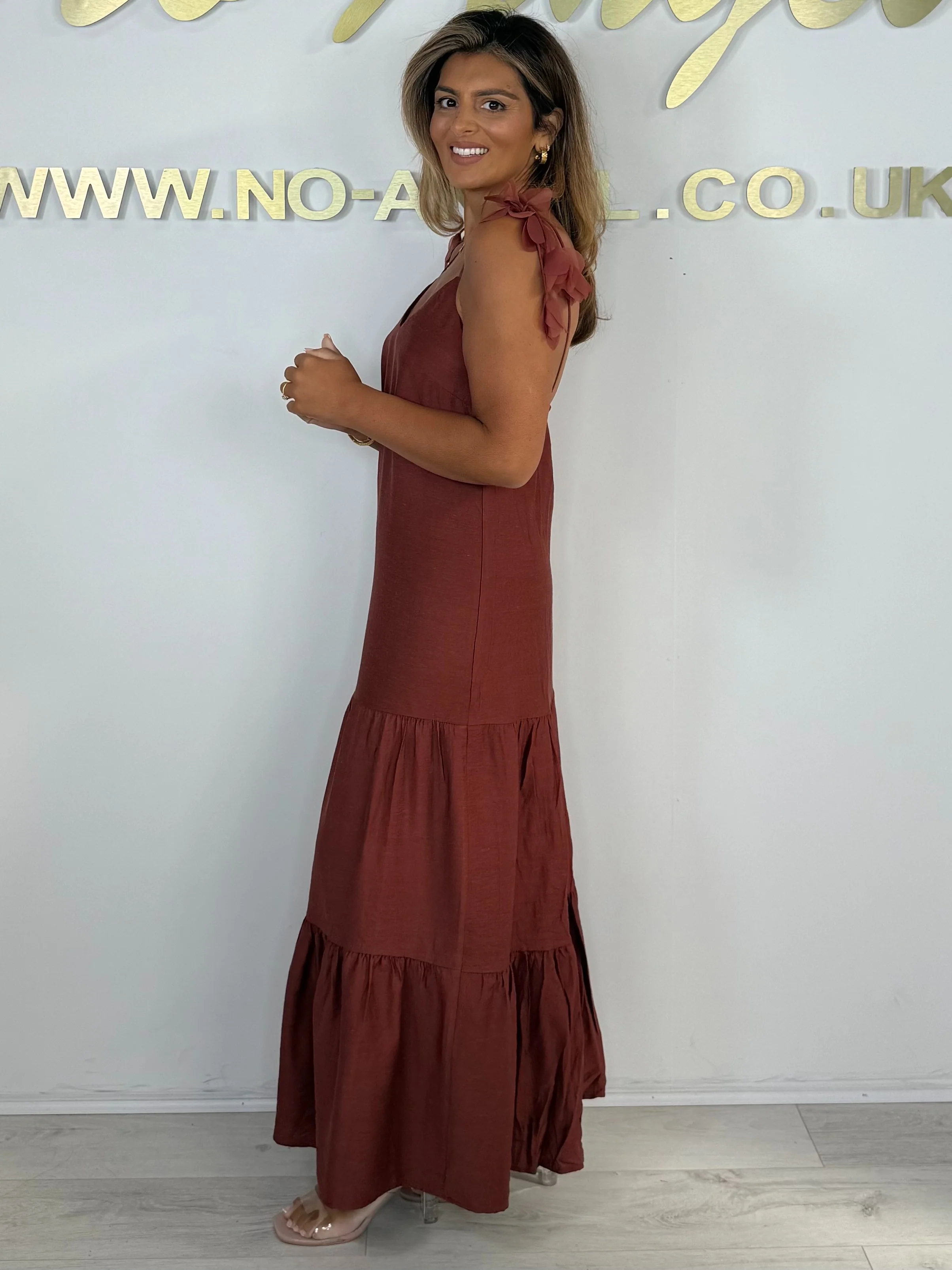 Flower Tie Straps V-Neck Maxi Dress (2 Colours) - Image 3