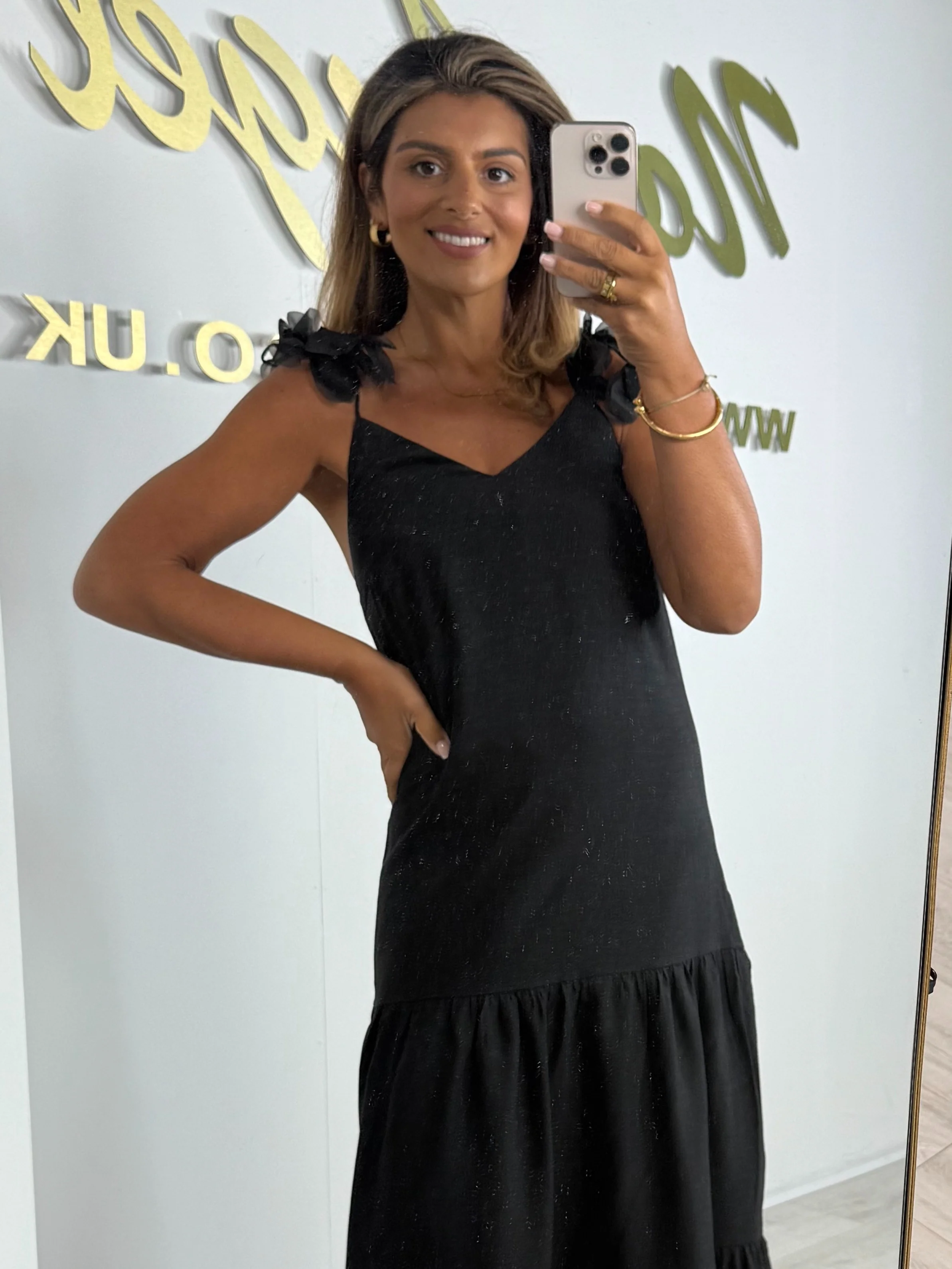 Flower Tie Straps V-Neck Maxi Dress (2 Colours) - Image 5