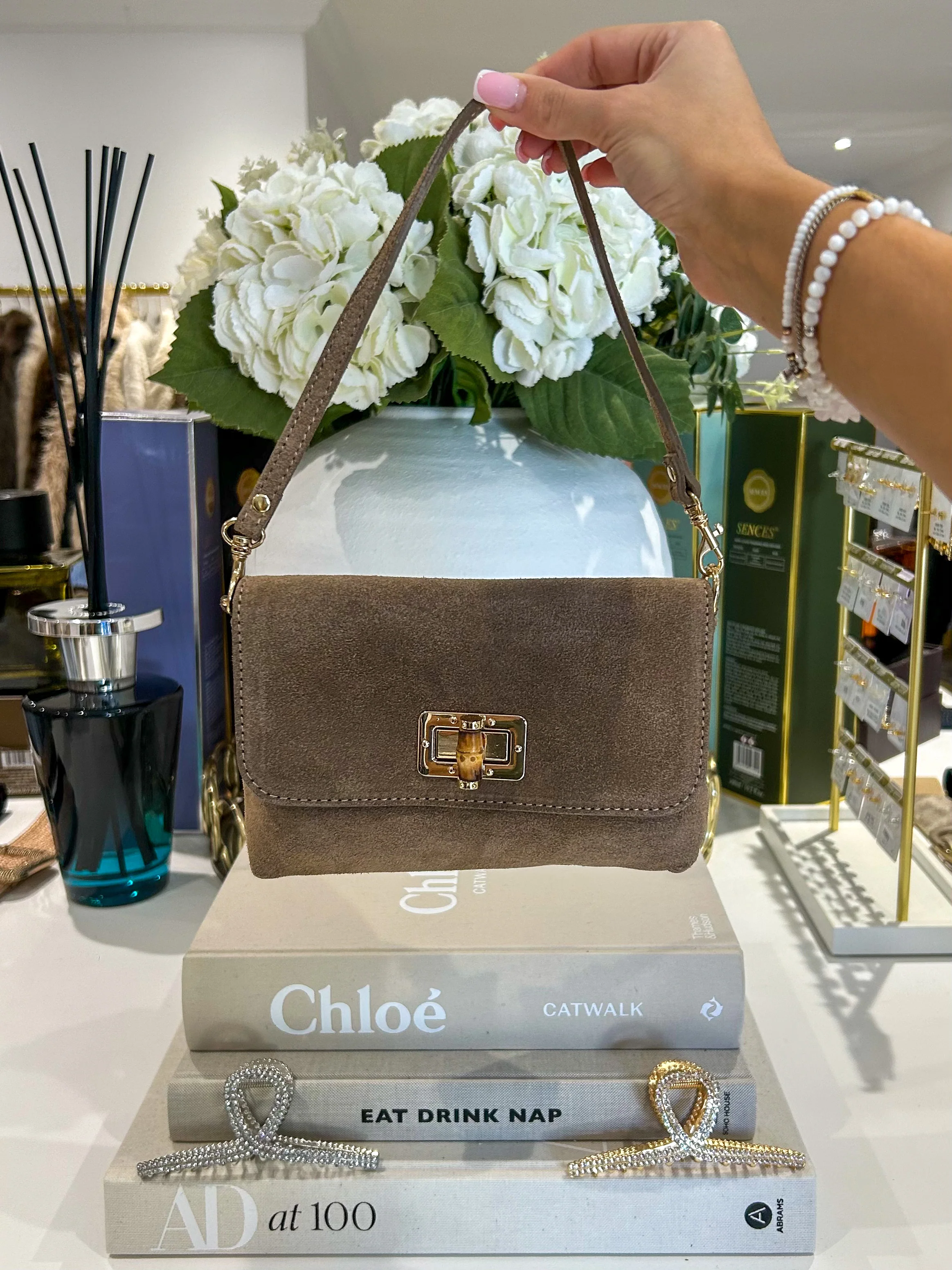 Genuine Leather Gold Hardware Wooden Buckle Mini Bag (10 Colours) - Image 3