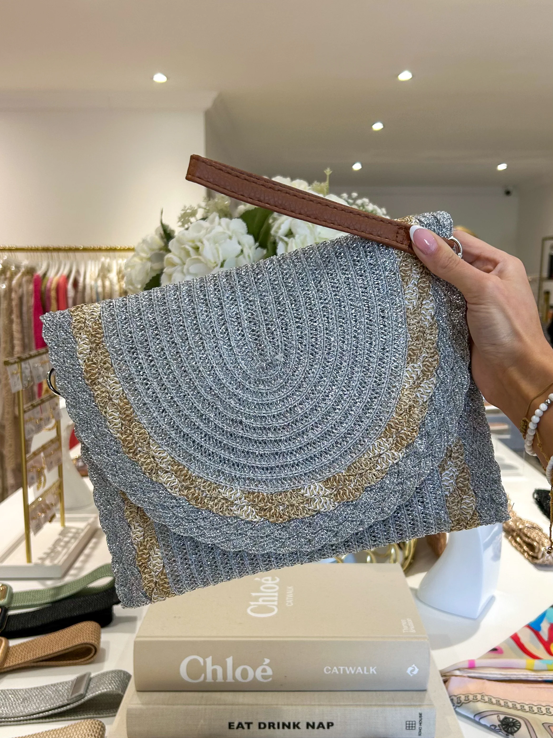 Gold Fleck Woven Plaited Clutch Bag (3 Colours) - Image 3