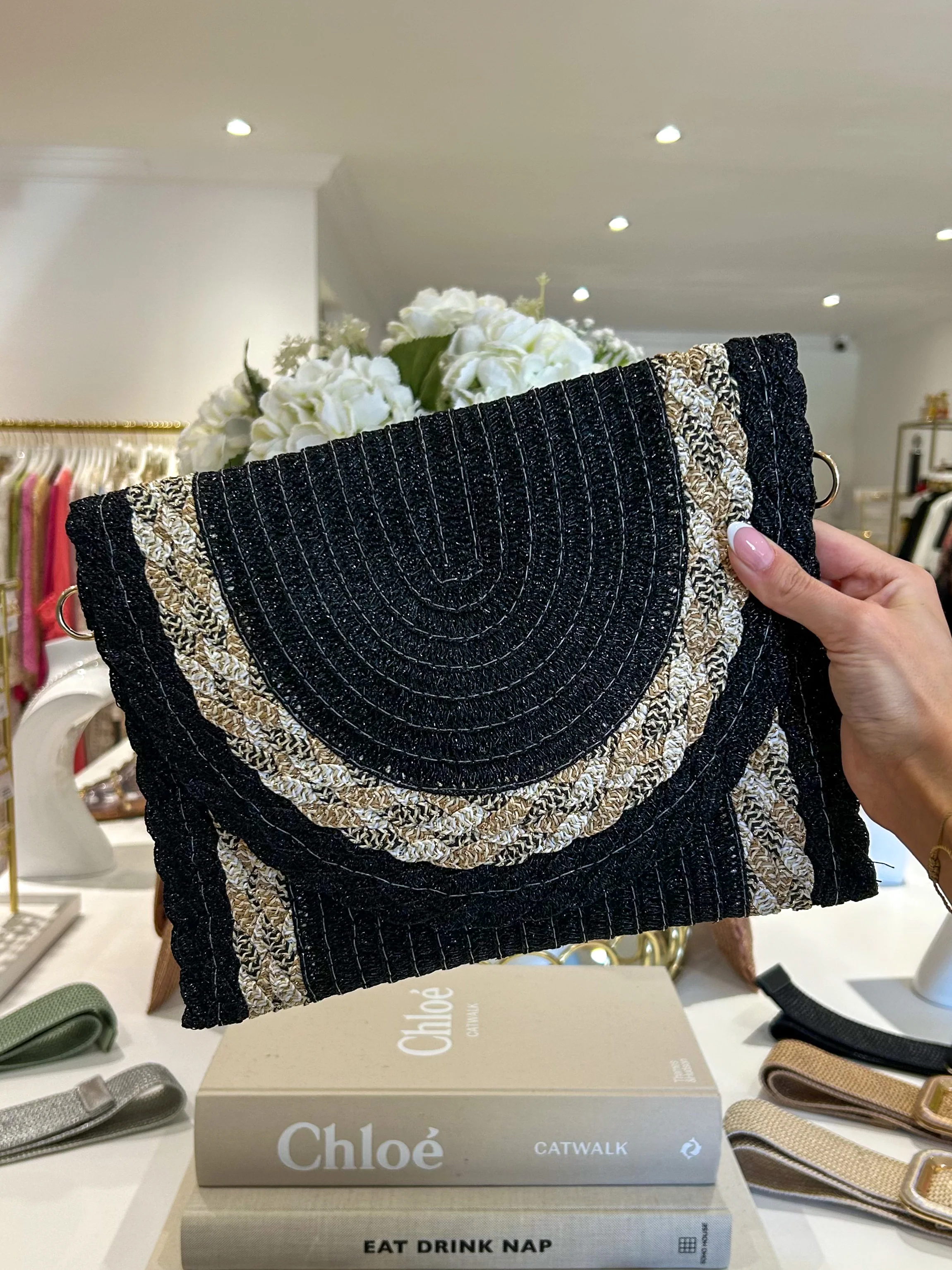 Gold Fleck Woven Plaited Clutch Bag (3 Colours) - Image 5