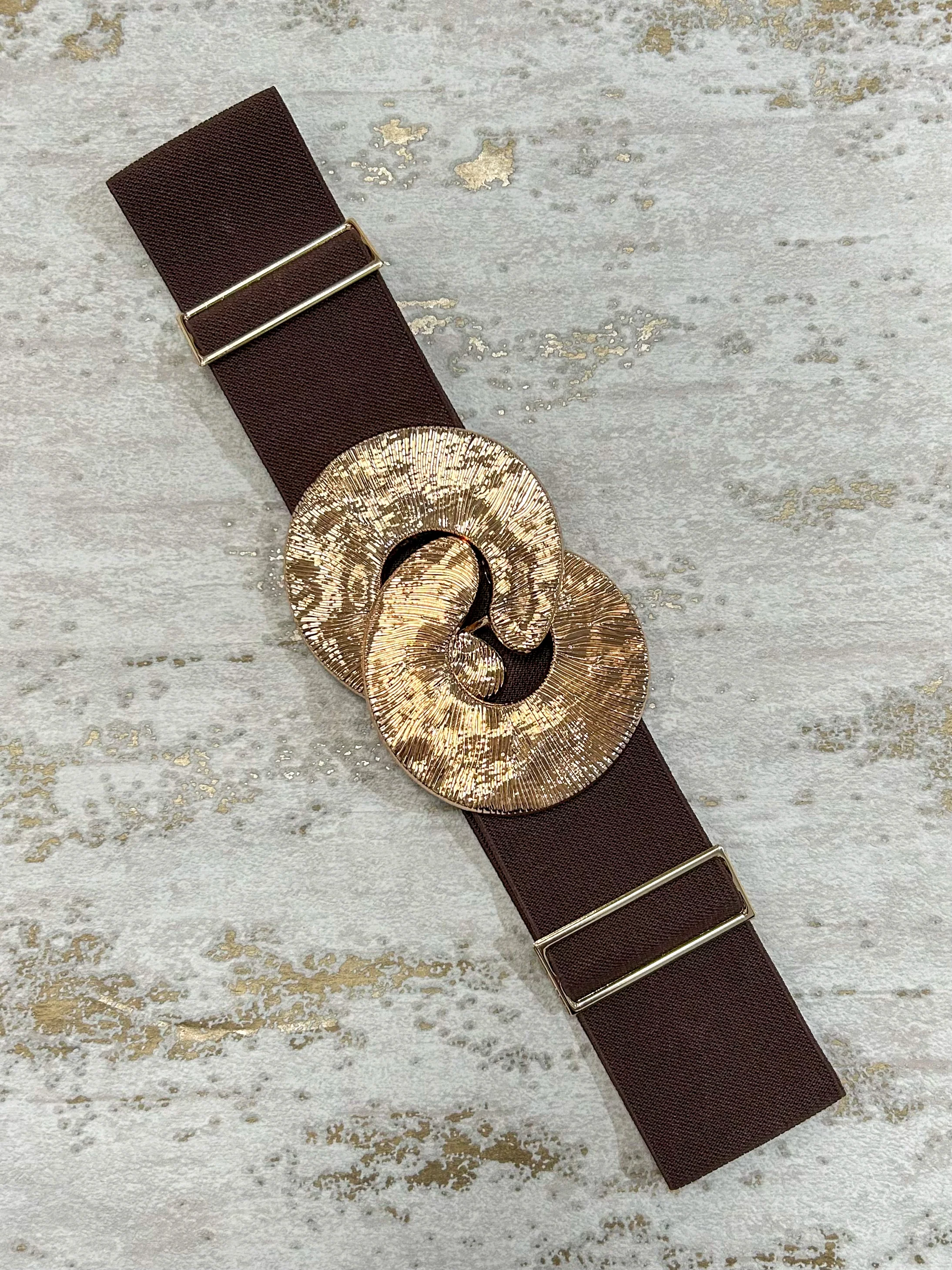 Gold Textured Circle Interlock Elasticated Belt (5 Colours) - Image 3