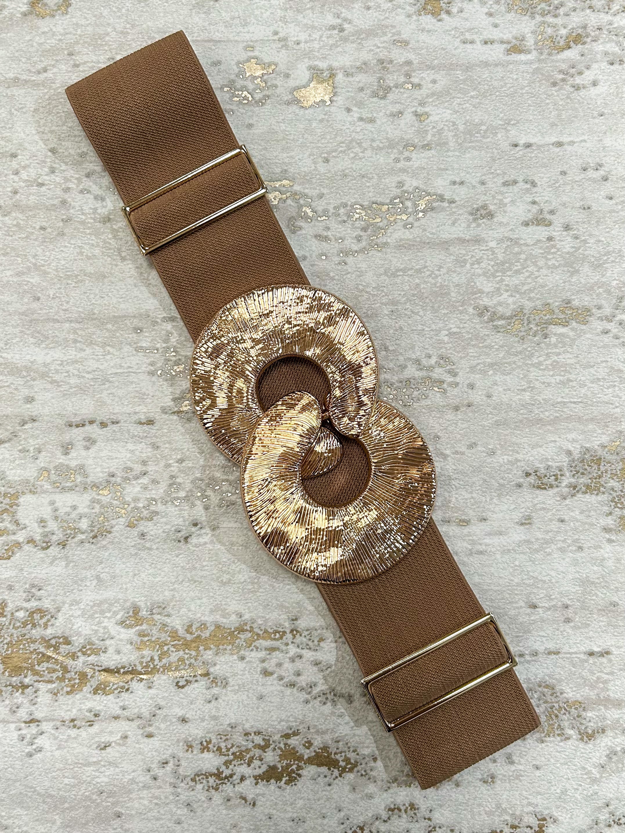 Gold Textured Circle Interlock Elasticated Belt (5 Colours) - Image 4