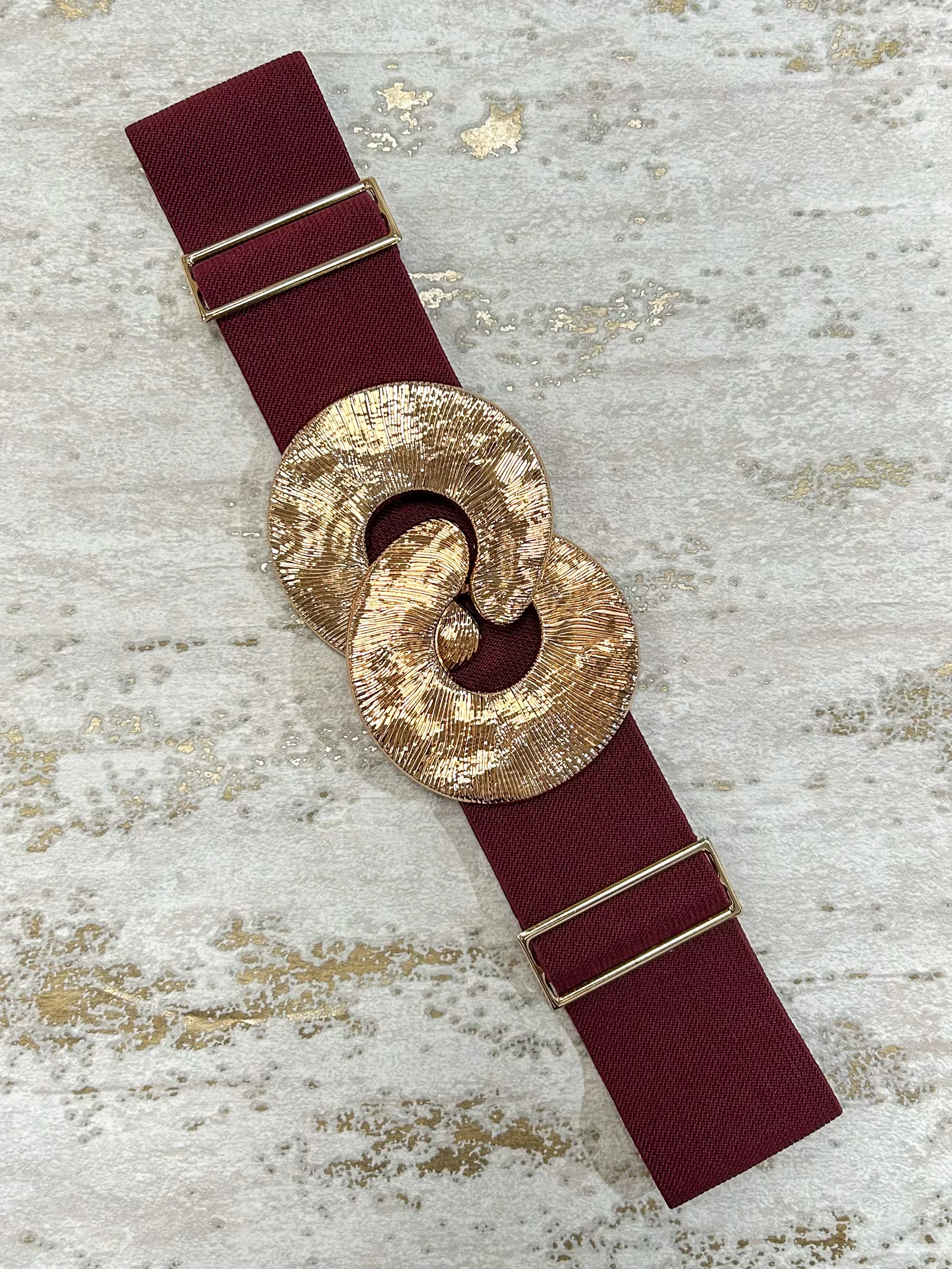 Gold Textured Circle Interlock Elasticated Belt (5 Colours) - Image 5