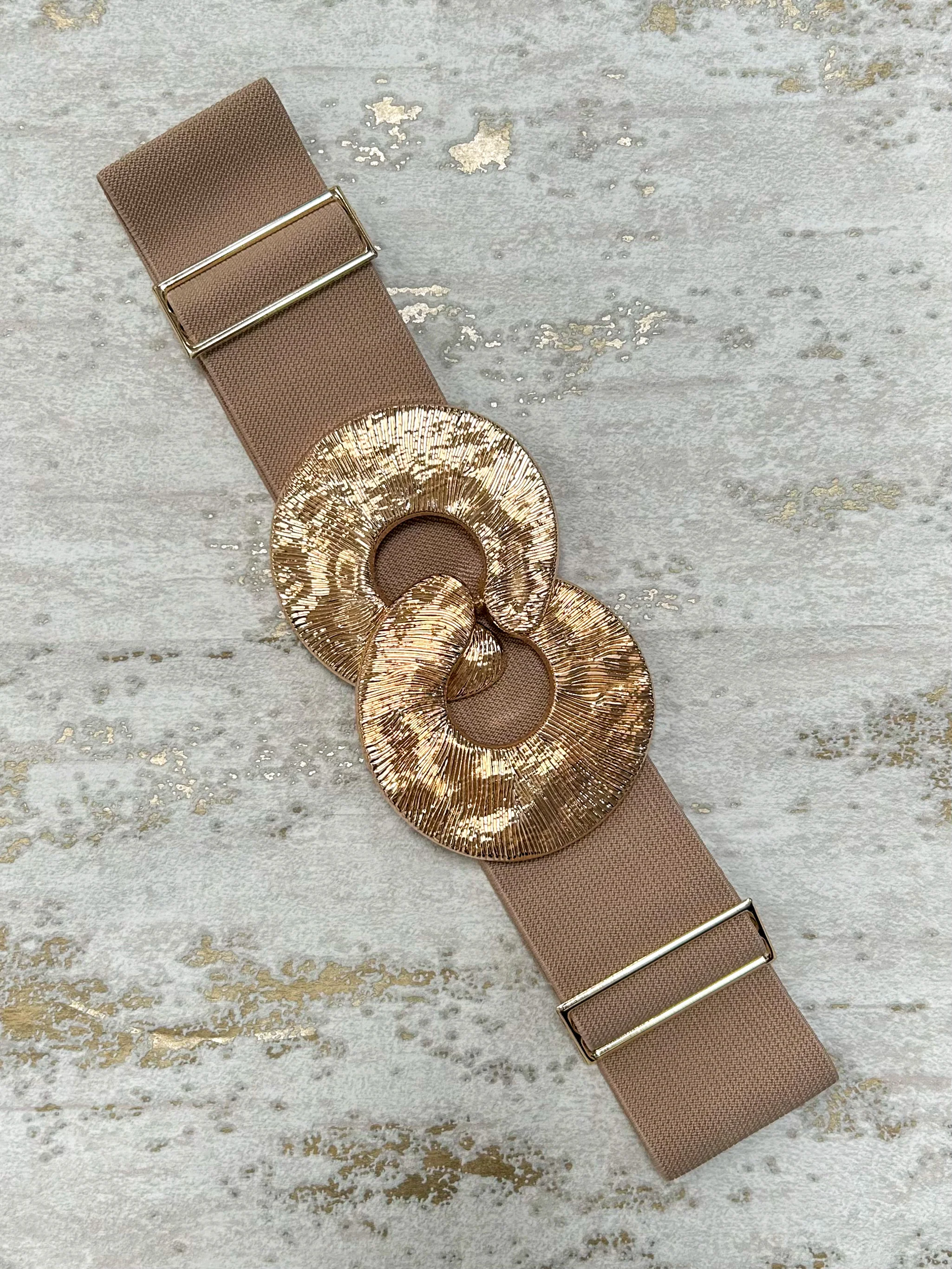 Gold Textured Circle Interlock Elasticated Belt (5 Colours) - Image 6