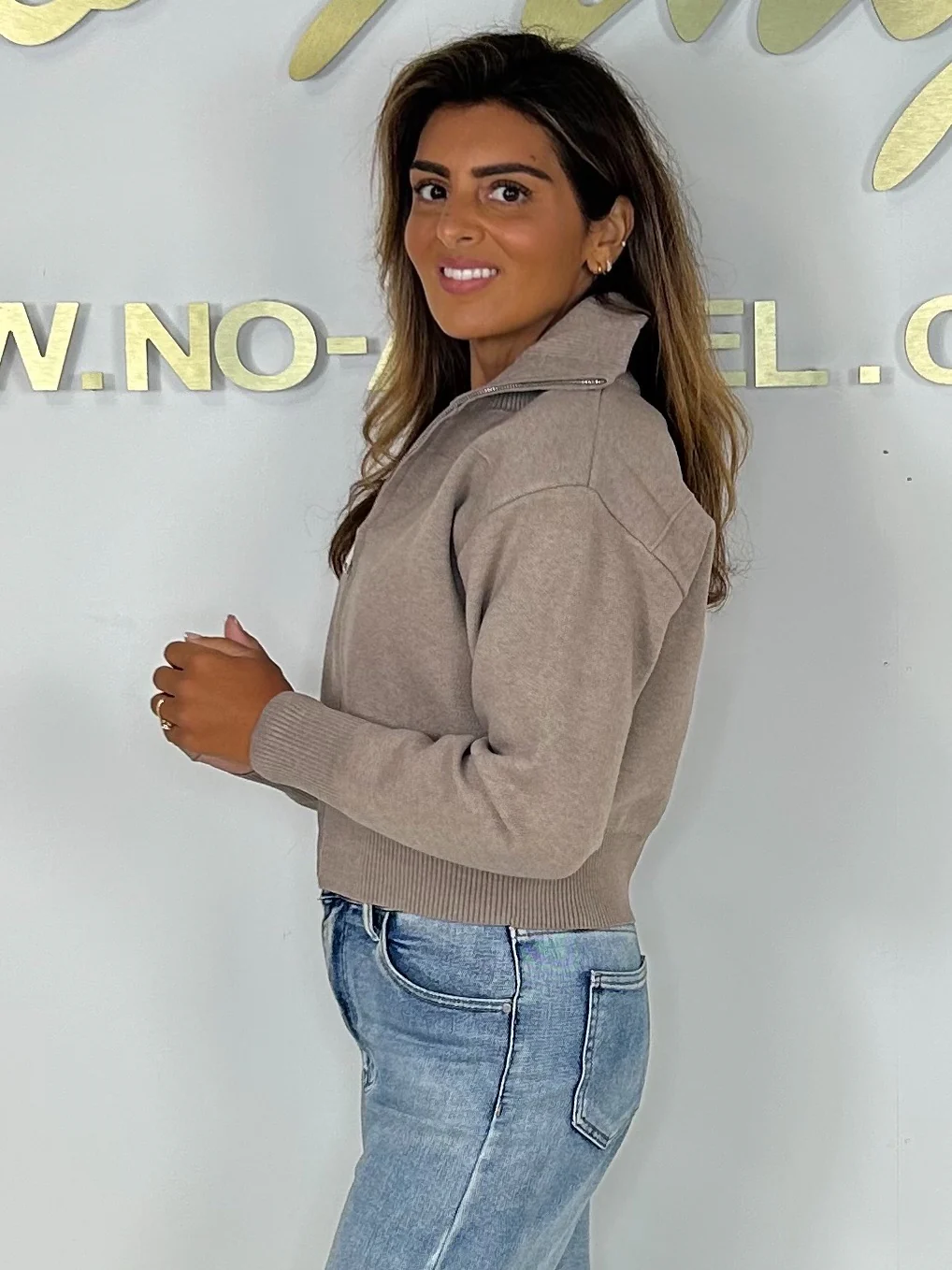 Knitted Funnel Neck Zip Up Jumper (4 Colours) - Image 5