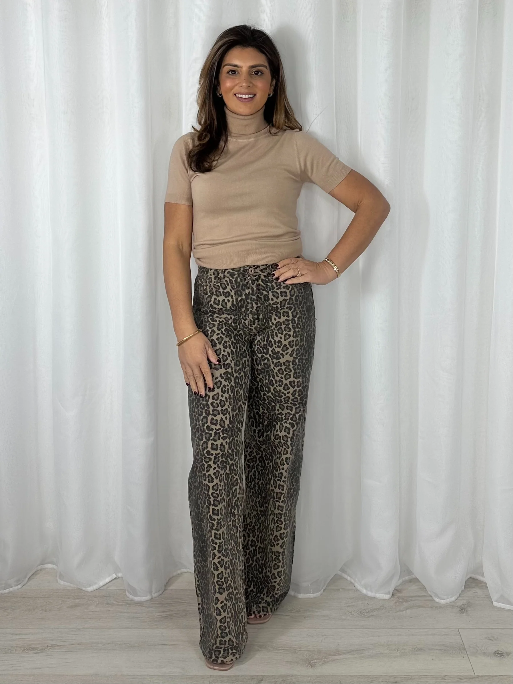 Leopard Print Denim Jeans - Image 3