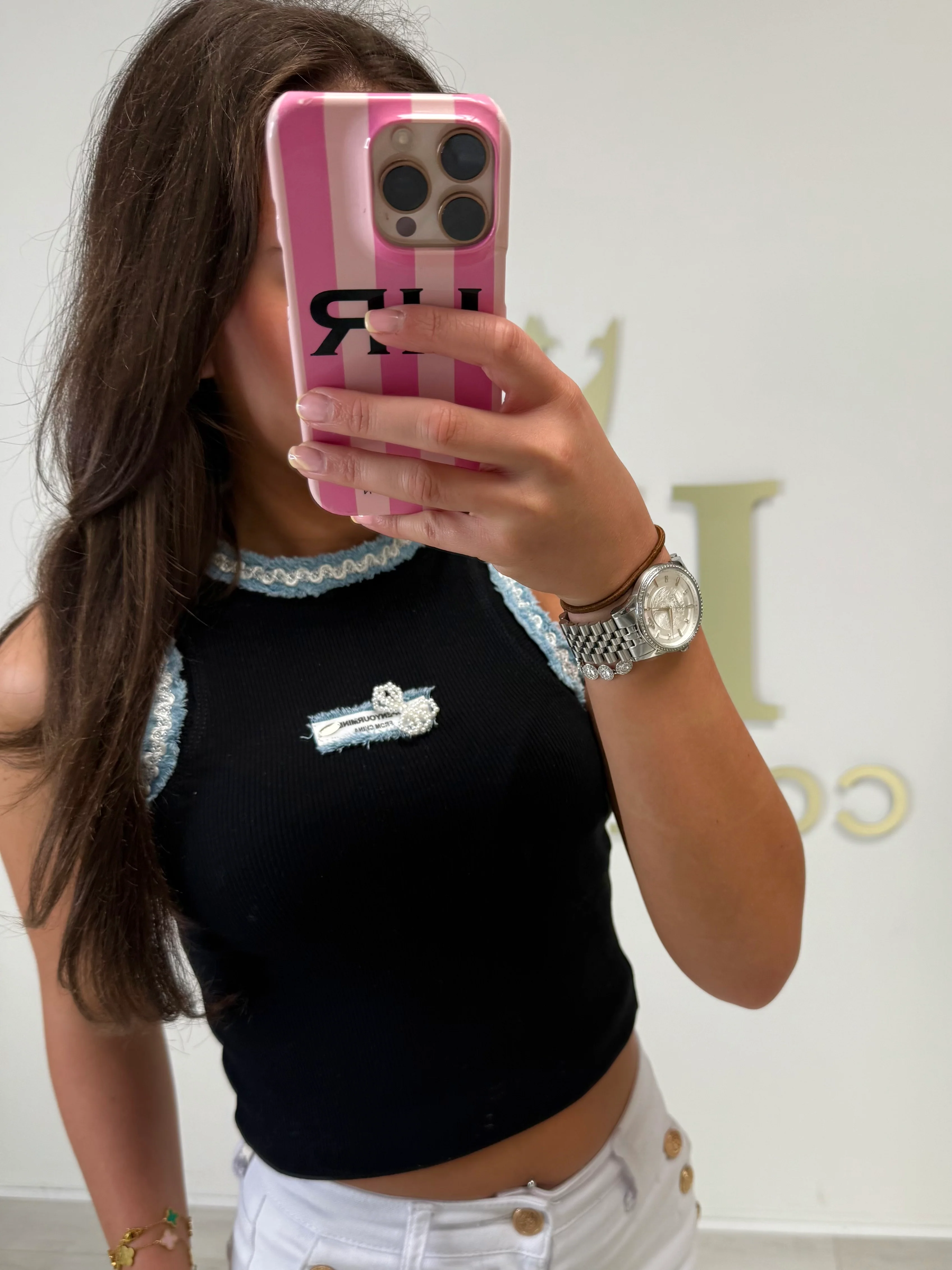 Racer Style Denim Trim Badge Detail Vest Top (2 Colours) - Image 11