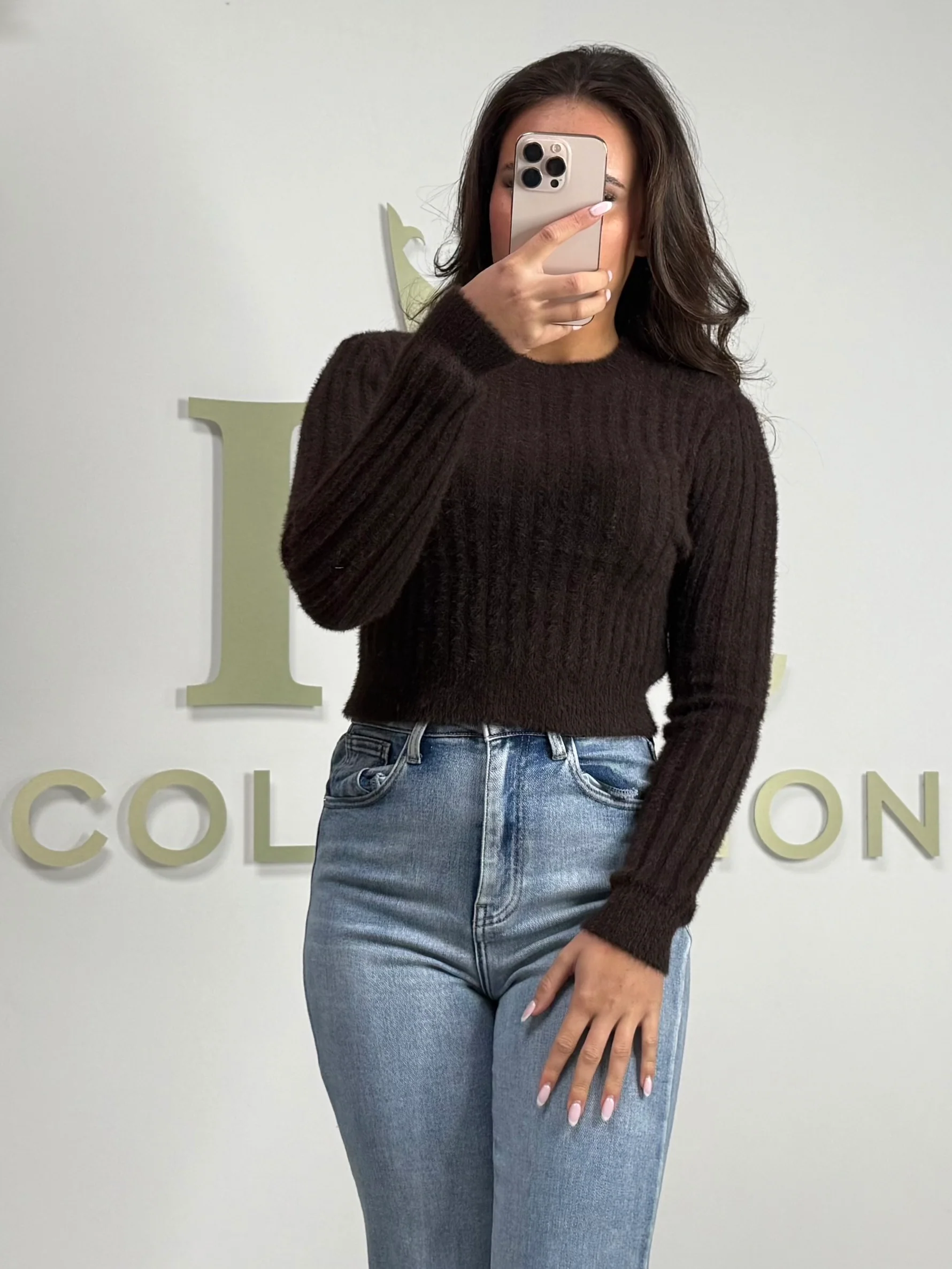 Ribbed Soft Fluffy Knit Round Neck Jumper (2 Colours) - Image 3