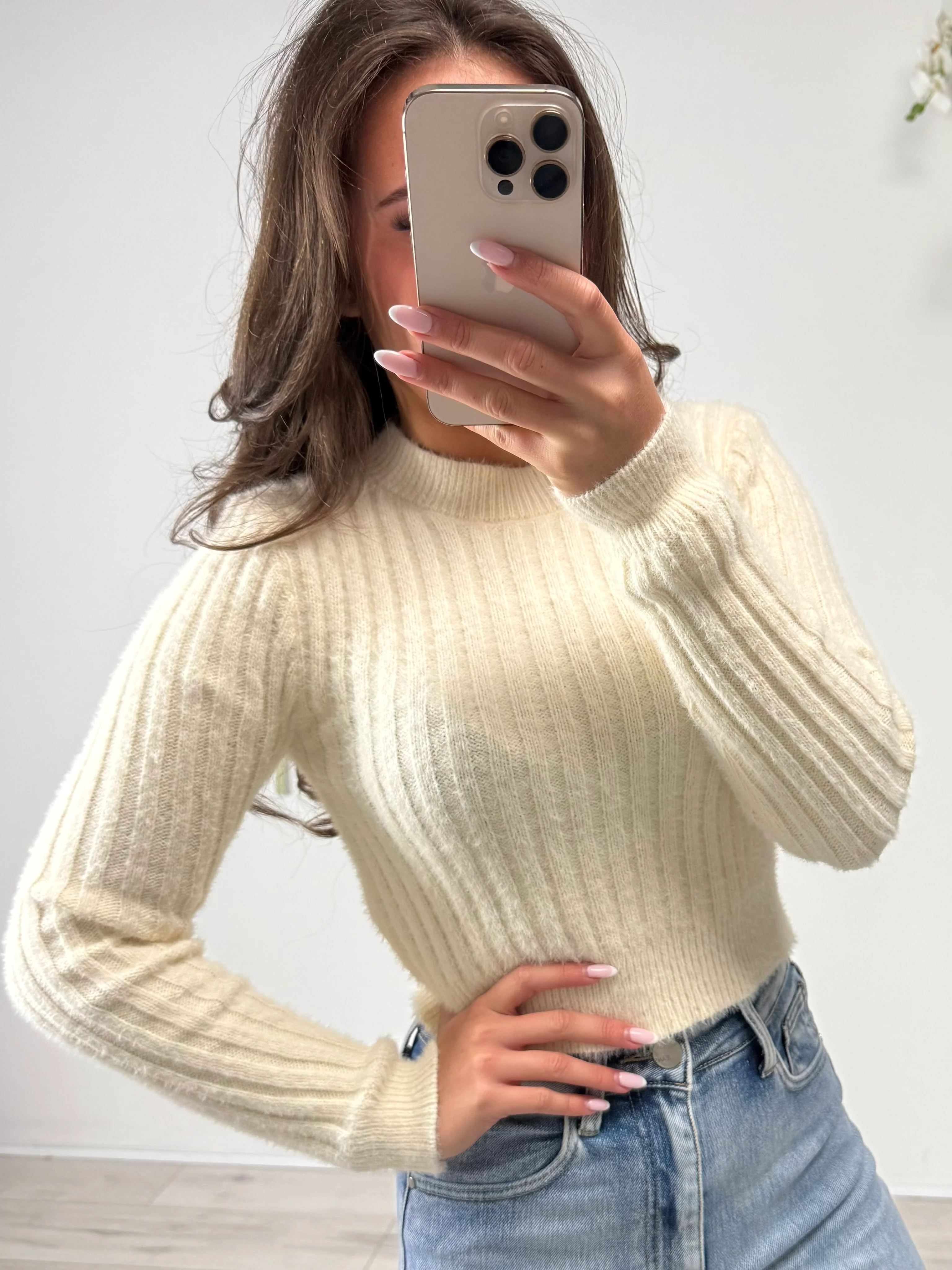 Ribbed Soft Fluffy Knit Round Neck Jumper (2 Colours) - Image 4