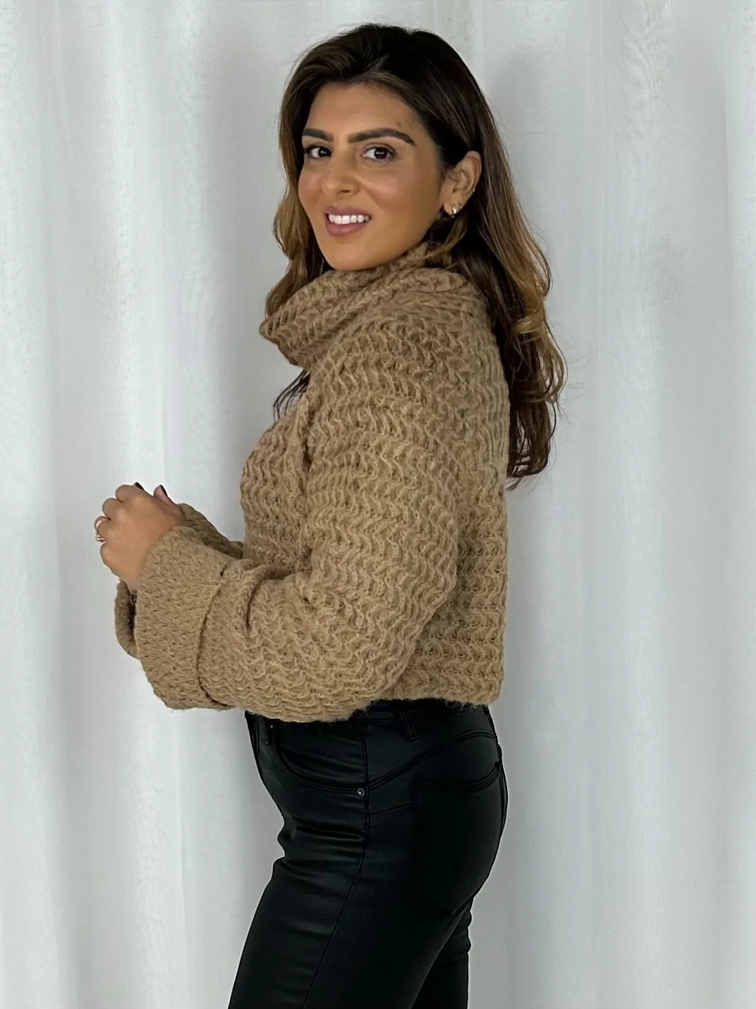 Roll Neck Knitted Cropped Jumper (4 Colours) - Image 7