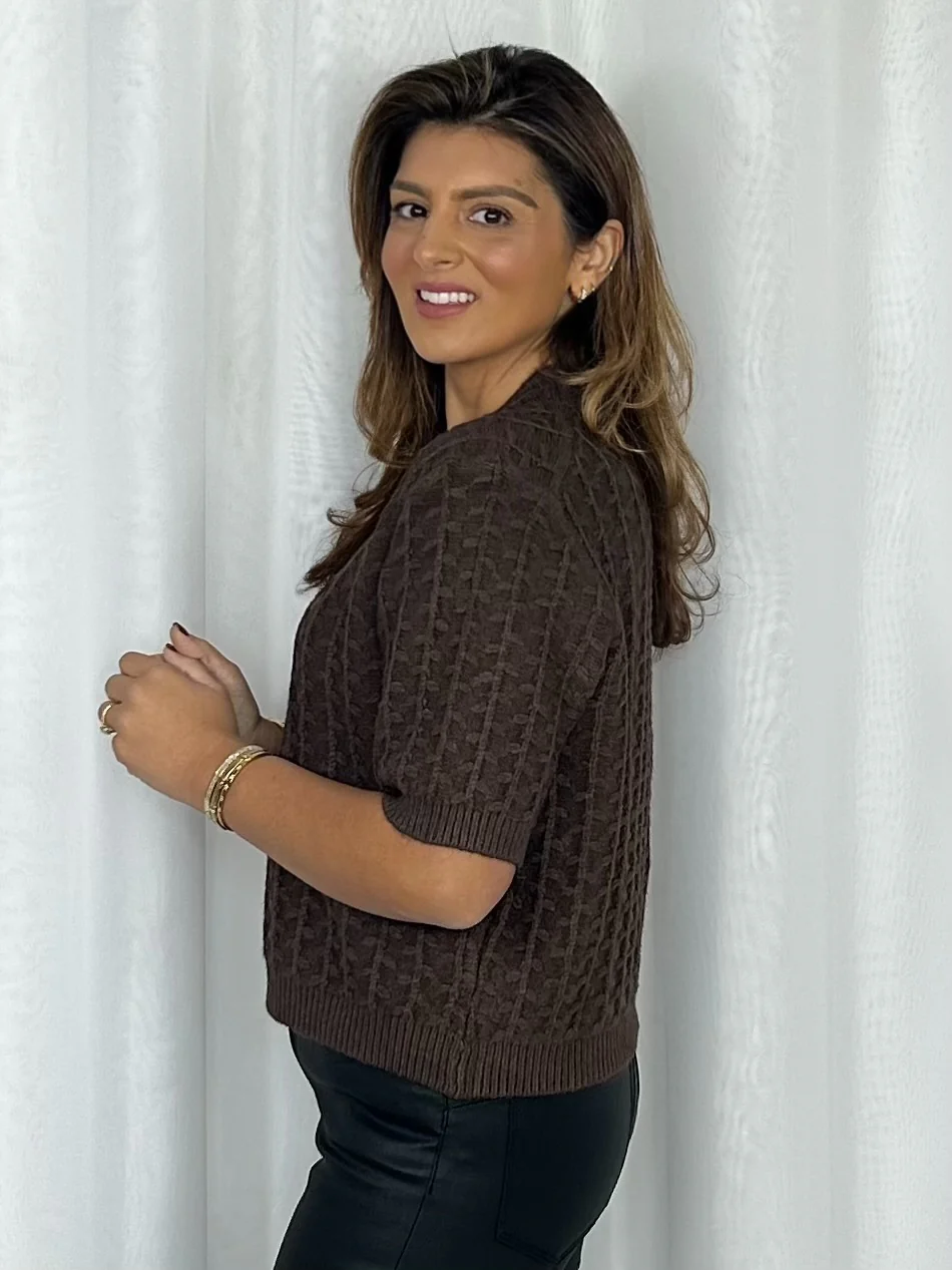 Round Neck Vine Print Short Sleeve Jumper (3 Colours) - Image 6