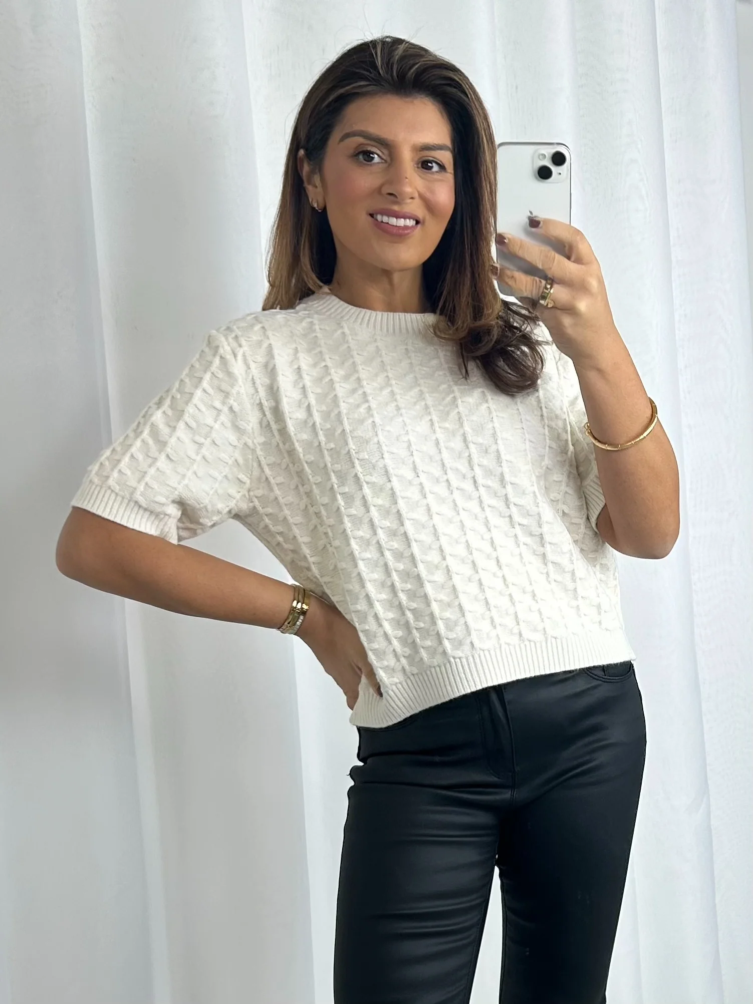 Round Neck Vine Print Short Sleeve Jumper (3 Colours) - Image 7