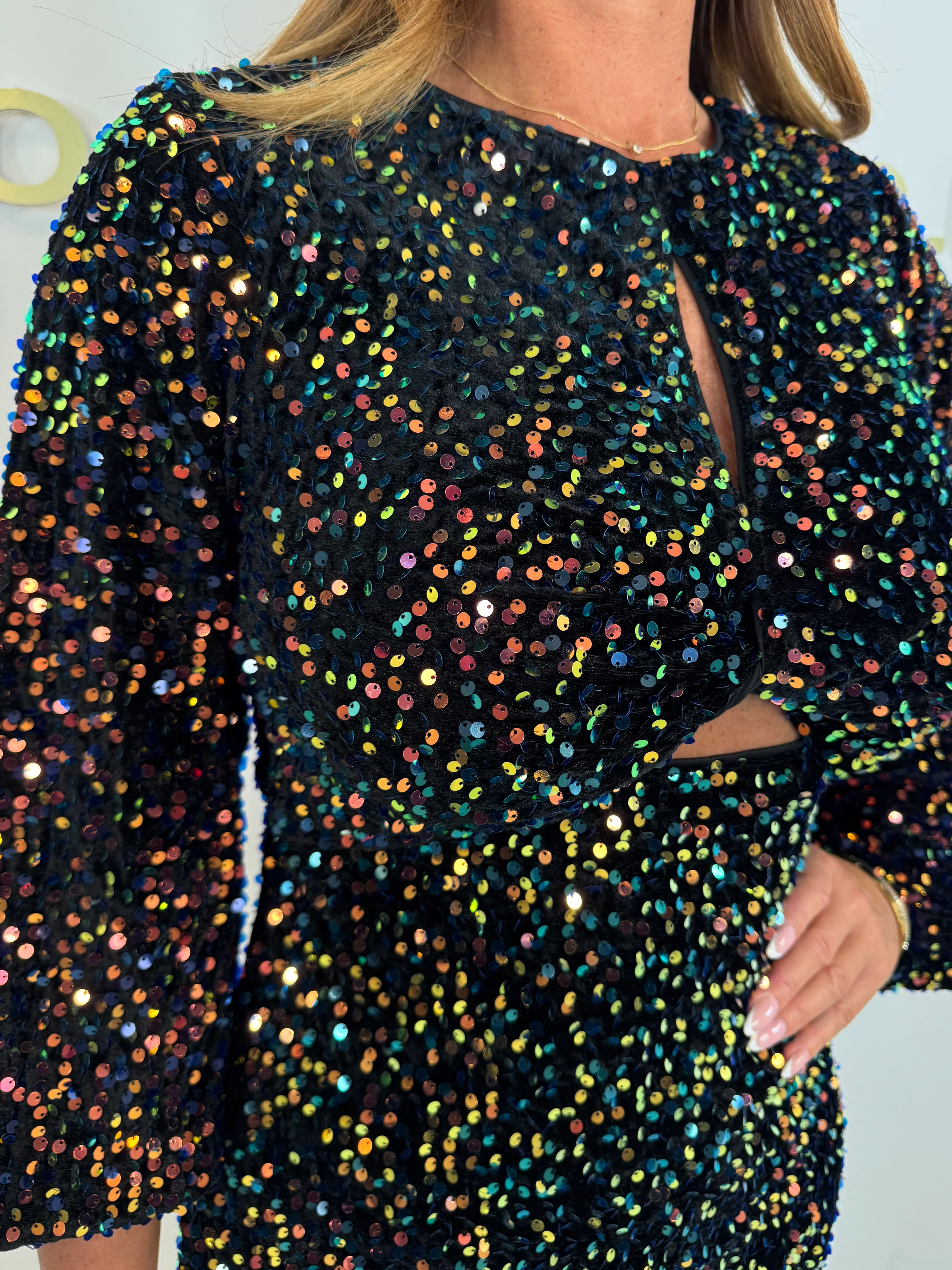 Sequin Cut-Out Detail Mini Dress - Image 3