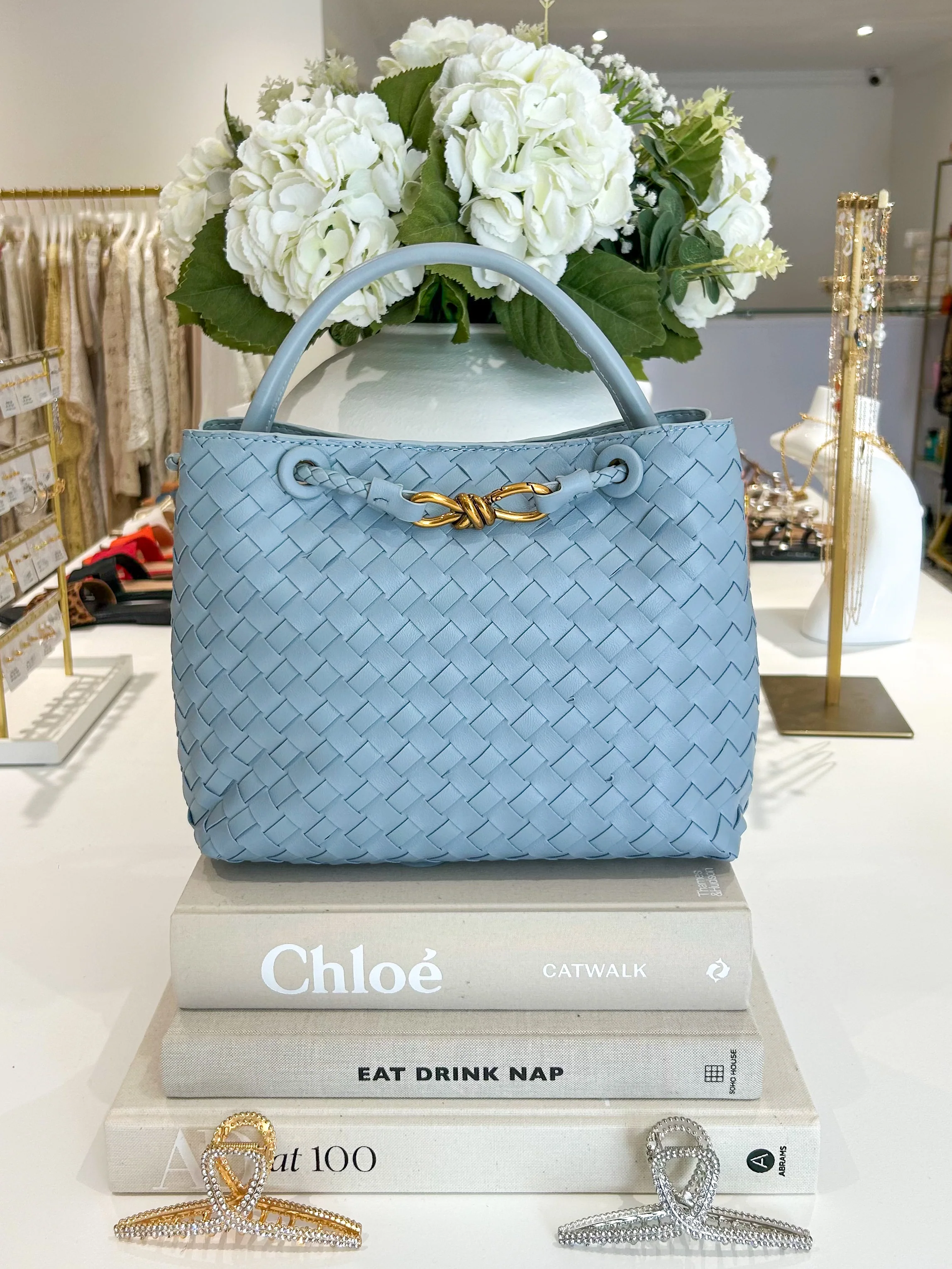 Woven Gold Infinity Detail Designer Style Handbag (10 Colours) - Image 10