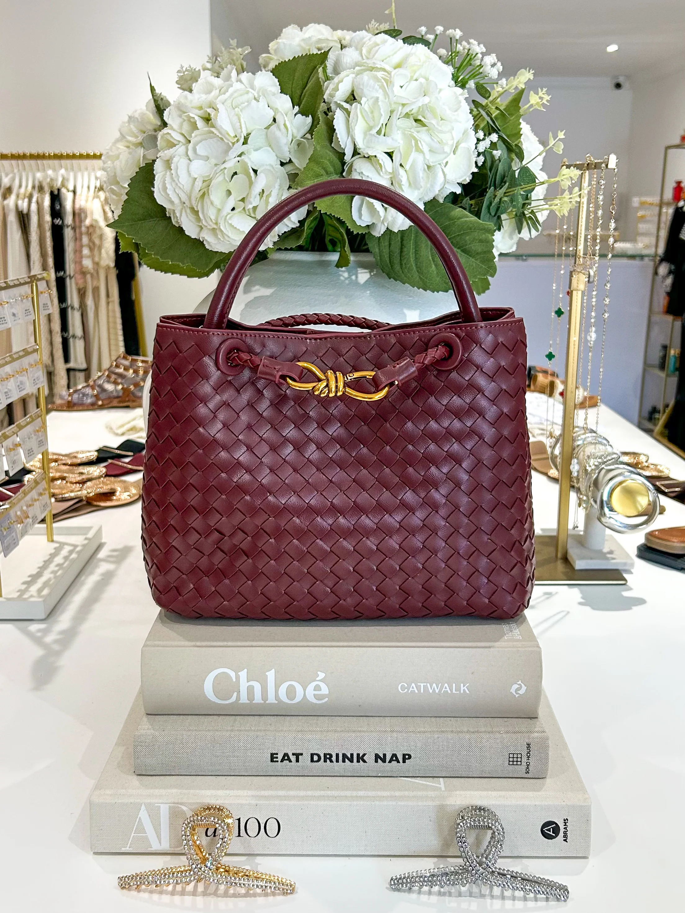 Woven Gold Infinity Detail Designer Style Handbag (10 Colours) - Image 3