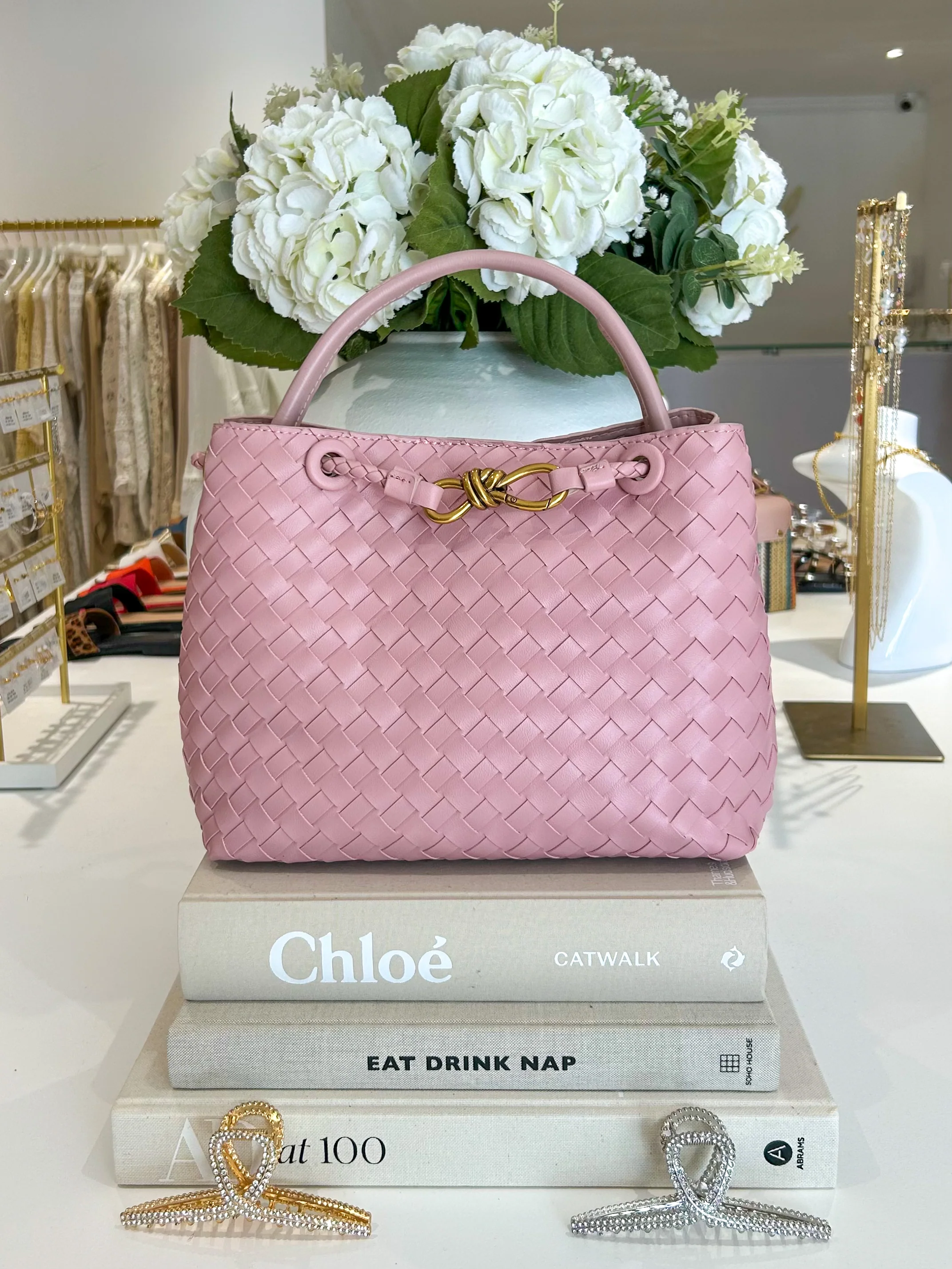 Woven Gold Infinity Detail Designer Style Handbag (10 Colours) - Image 4