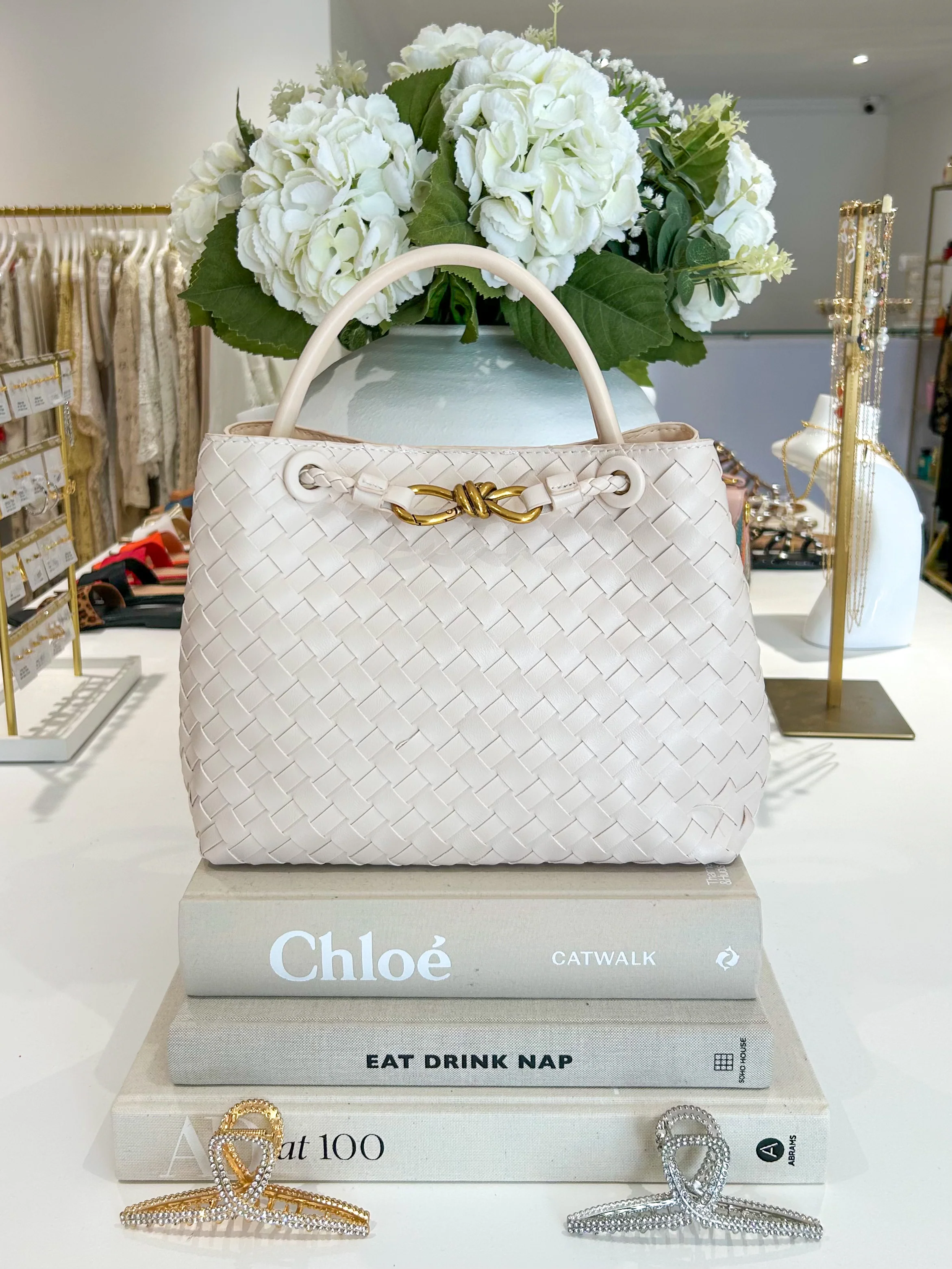 Woven Gold Infinity Detail Designer Style Handbag (10 Colours) - Image 5