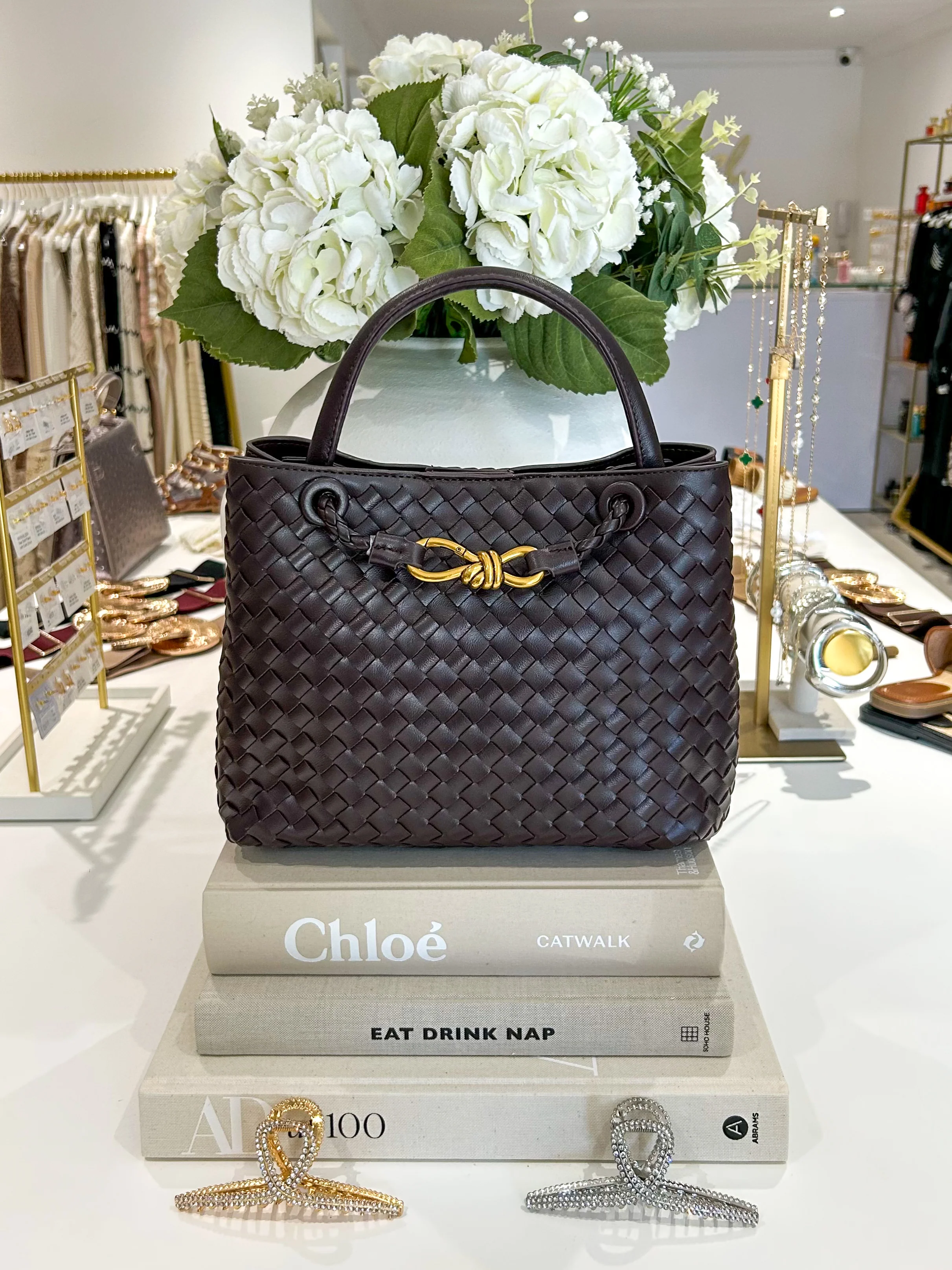 Woven Gold Infinity Detail Designer Style Handbag (10 Colours) - Image 6