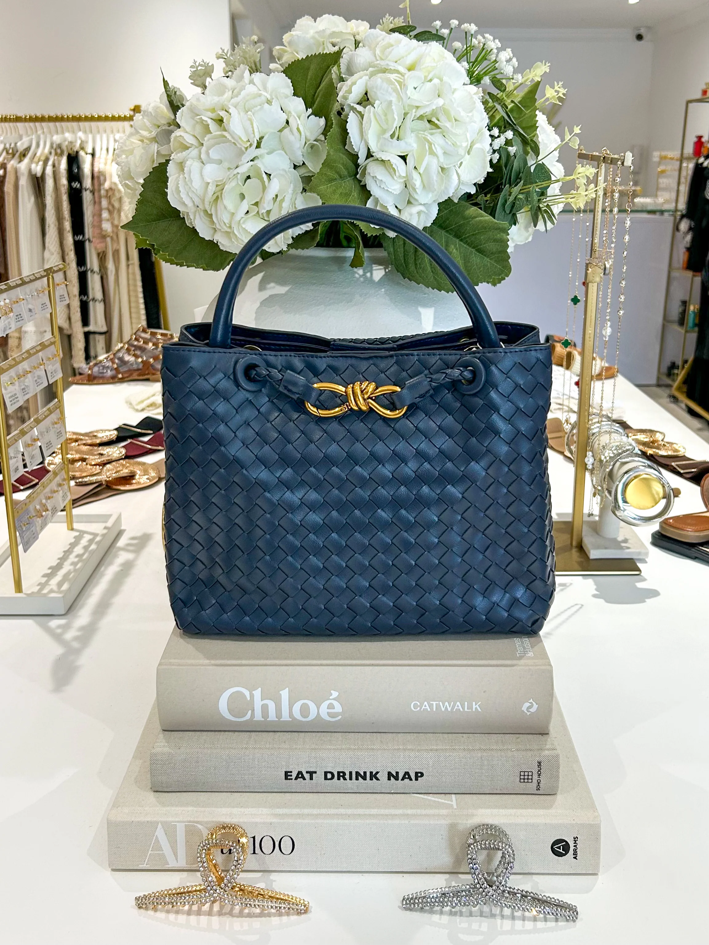 Woven Gold Infinity Detail Designer Style Handbag (10 Colours) - Image 8