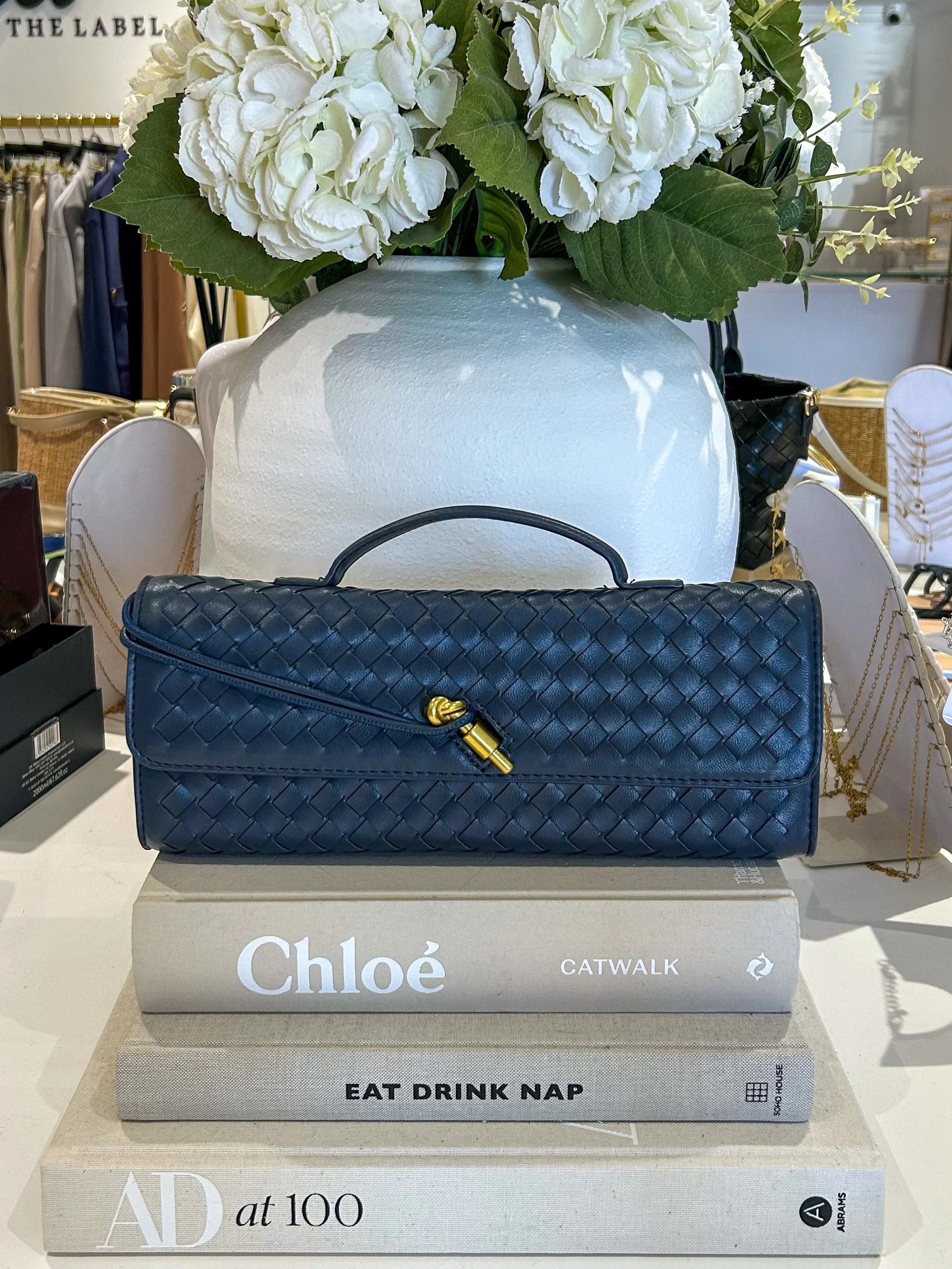 Woven Rectangle Envelope Gold Rod Fasten Clutch Bag (15 Colours) - Image 5